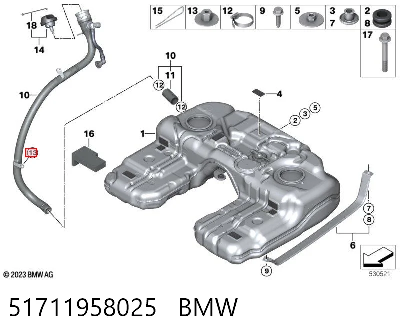 51711958025 BMW Tornillo (tuerca) de sujeción
