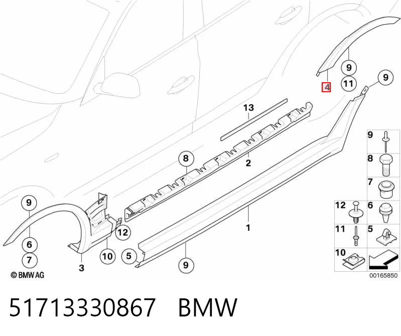 51713330867 BMW Extensión de la aleta trasera izquierda