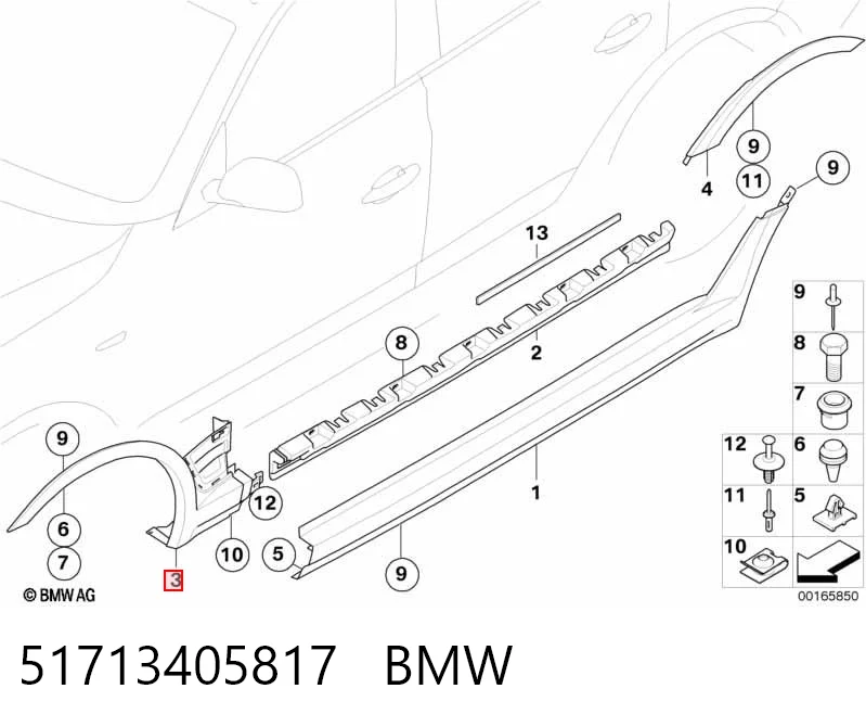 51713405817 BMW Extensión de aleta delantera izquierda