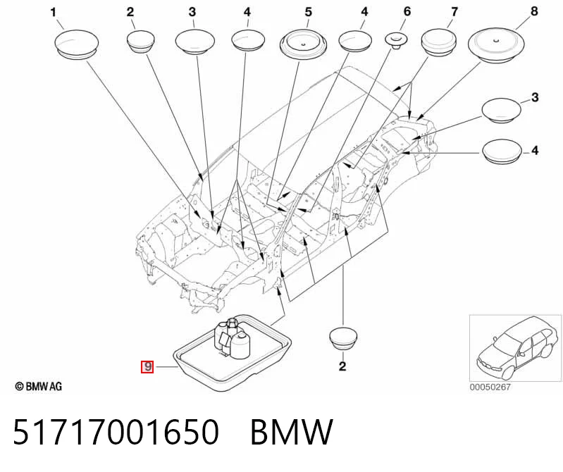 51717001650 BMW Cojín inferior del gato