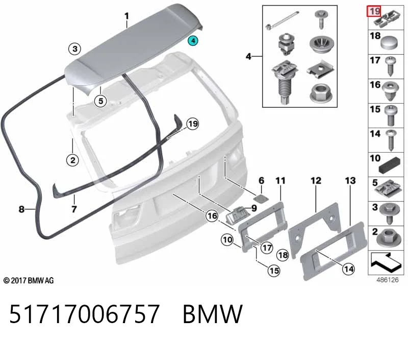 51717006757 BMW Clip de sello de puerta