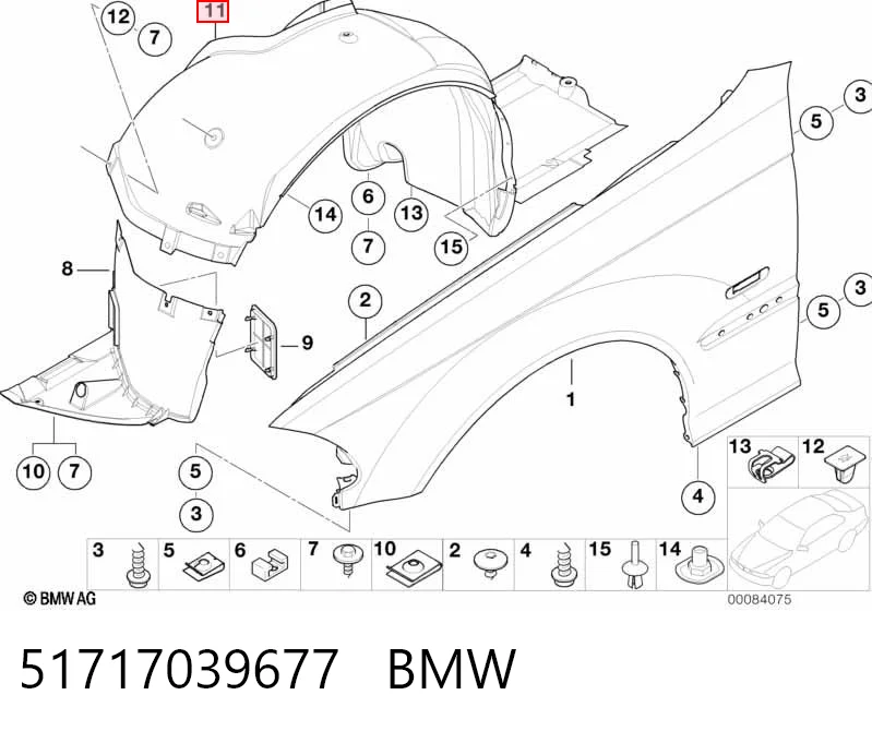 51717039677 BMW Paso de rueda delantero izquierdo trasero