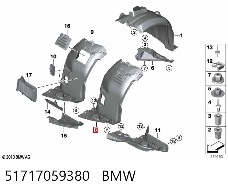 51717059380 BMW Guardalodos interior delantero derecho