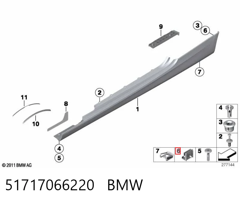 51717066220 BMW Clip de fijación del guardabarros delantero