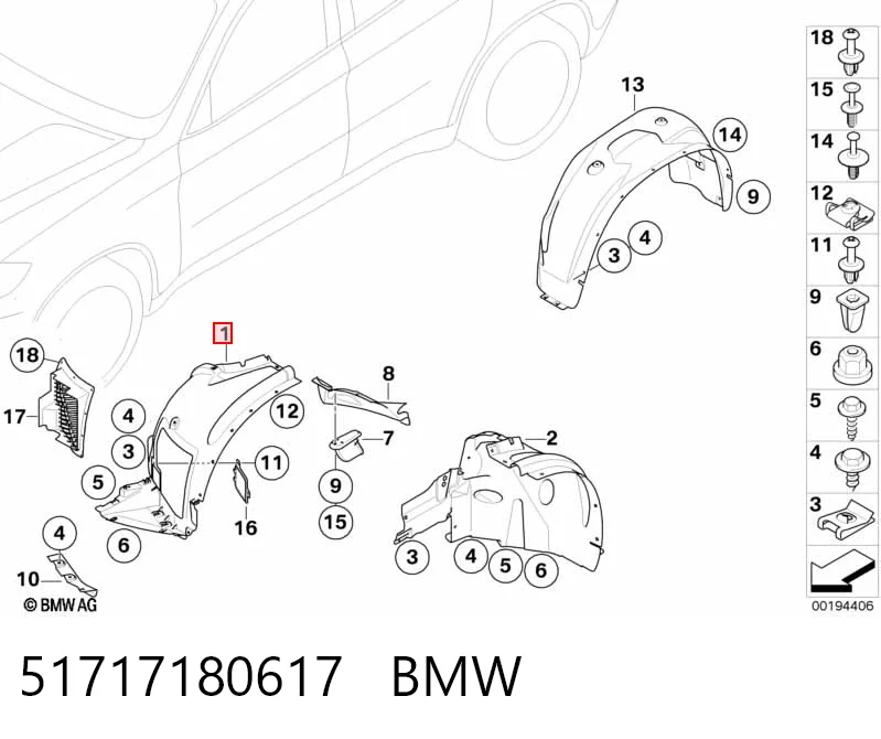 51717180617 BMW Guardalodos delantero izquierdo