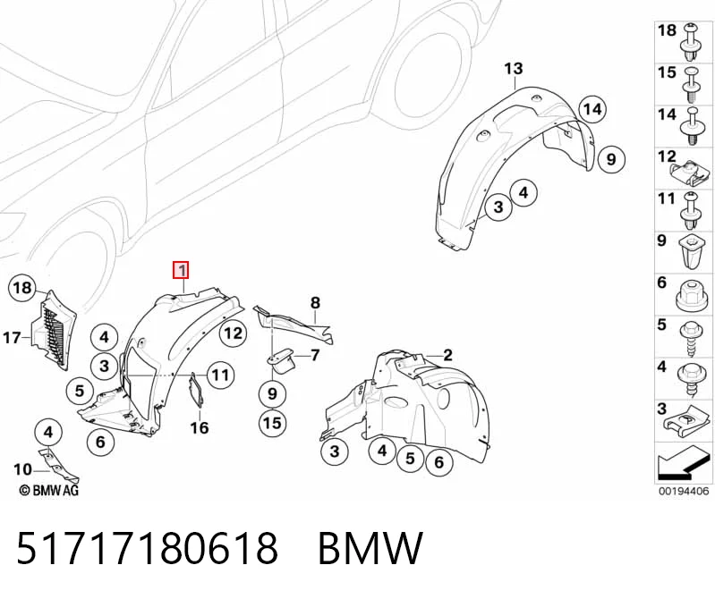 51717180618 BMW Guardalodos interior delantero derecho