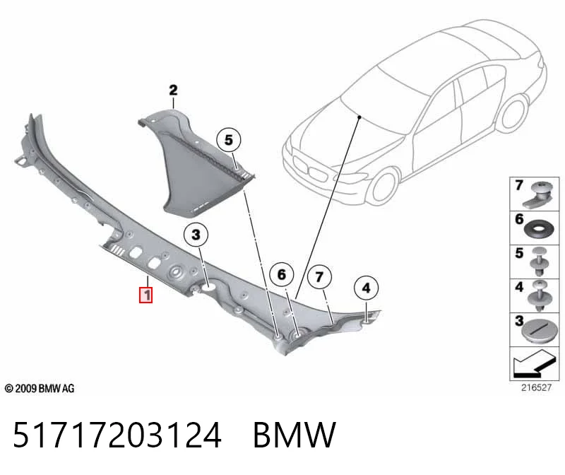 51717203124 BMW Rejilla de limpiaparabrisas