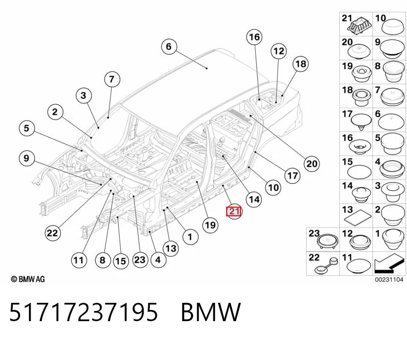 51717237195 BMW Cojín inferior del gato