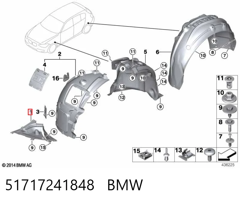 51717241848 BMW Protector derecho del parachoques delantero