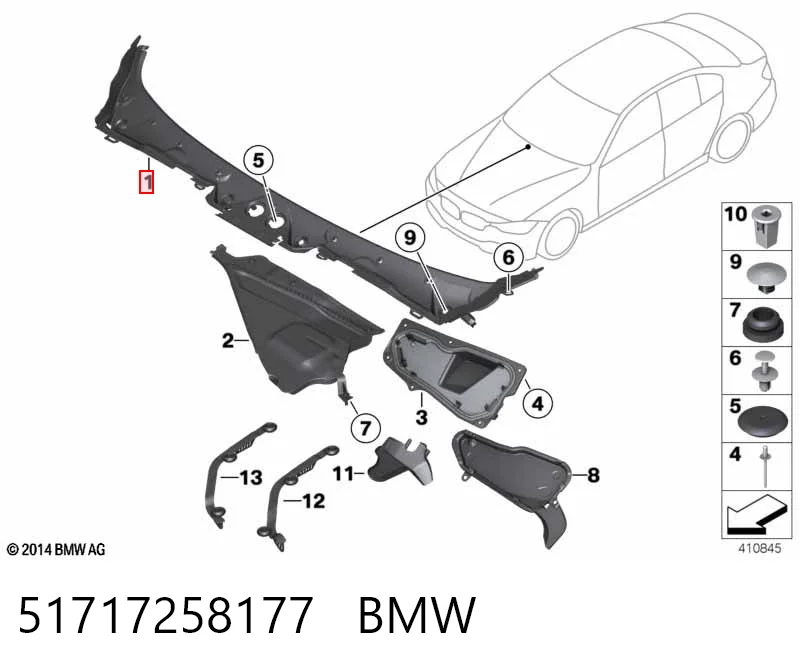 51717258177 BMW Rejilla de limpiaparabrisas