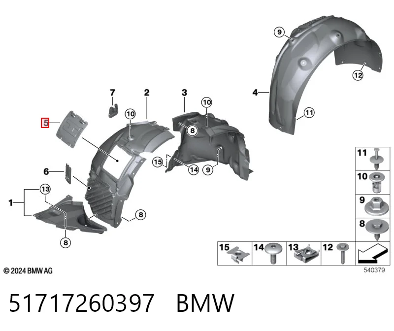 51717260397 BMW Juego de guardalodos delanteros izquierdo y derecho