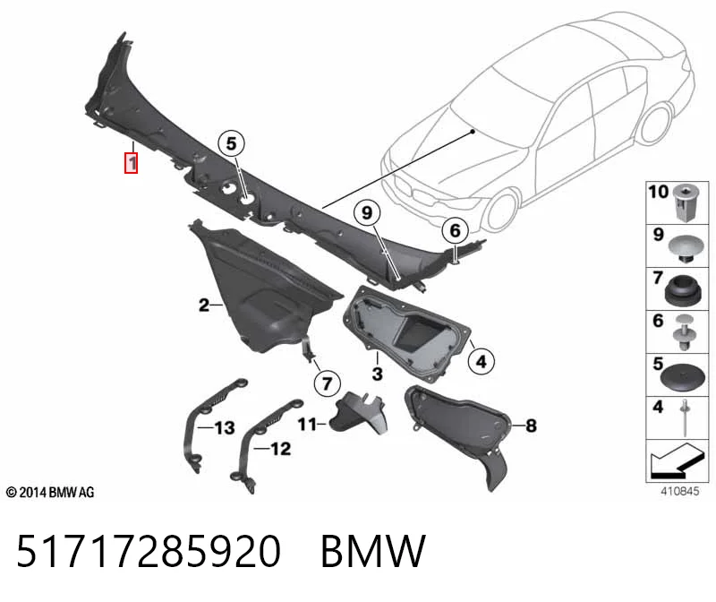 51717285920 BMW Rejilla de limpiaparabrisas