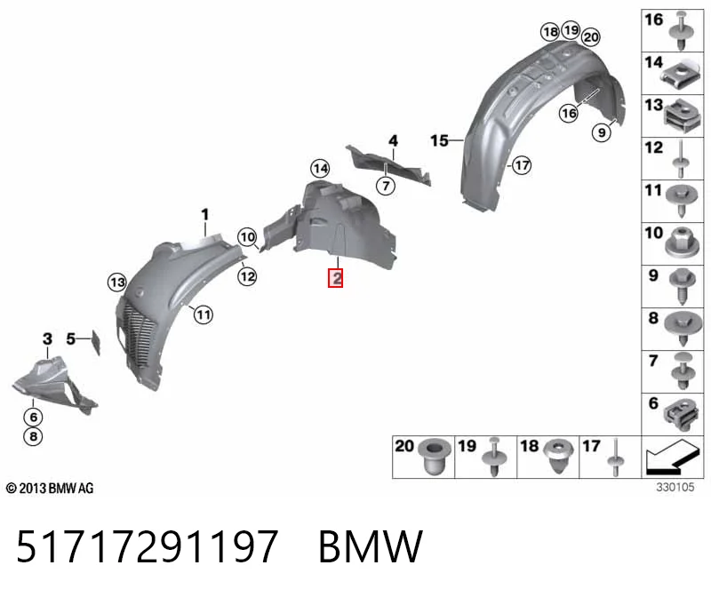 51717291197 BMW Paso de rueda delantero izquierdo trasero