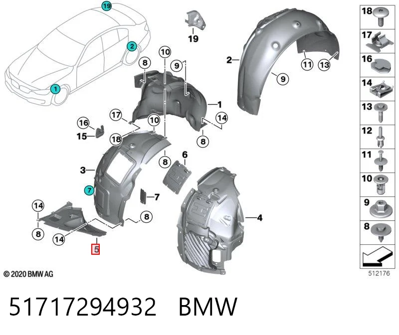 51717294932 BMW Protector derecho del parachoques delantero