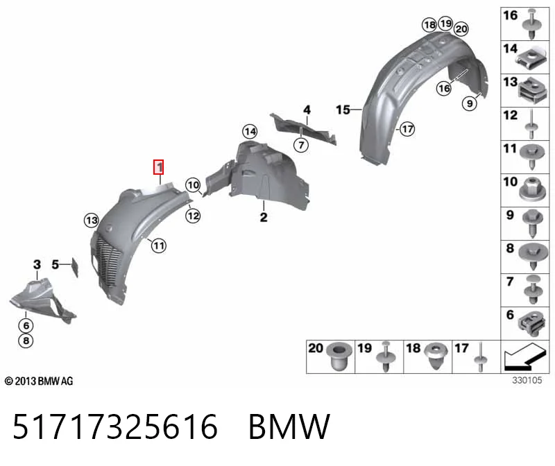51717325616 BMW Guardalodos interior delantero derecho