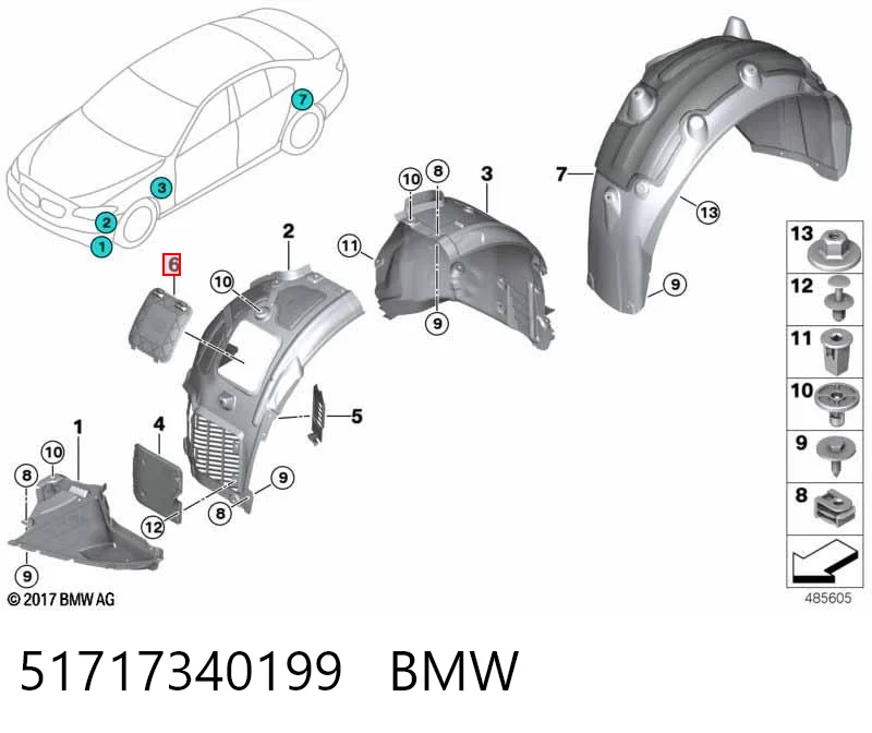 51717340199 BMW Tapa de guardabarros delantero izquierdo