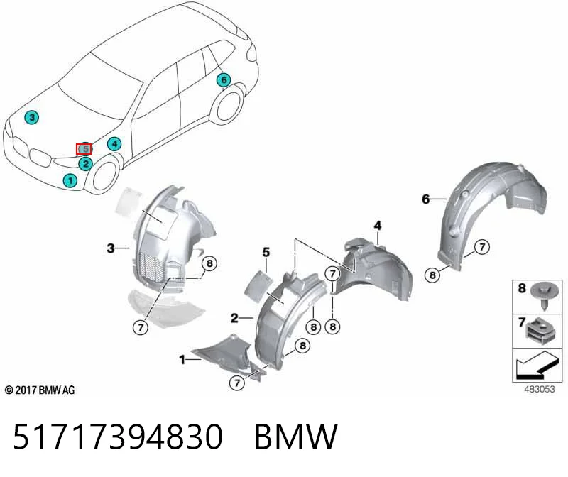 51717394830 BMW Tapa de guardabarros delantero derecho