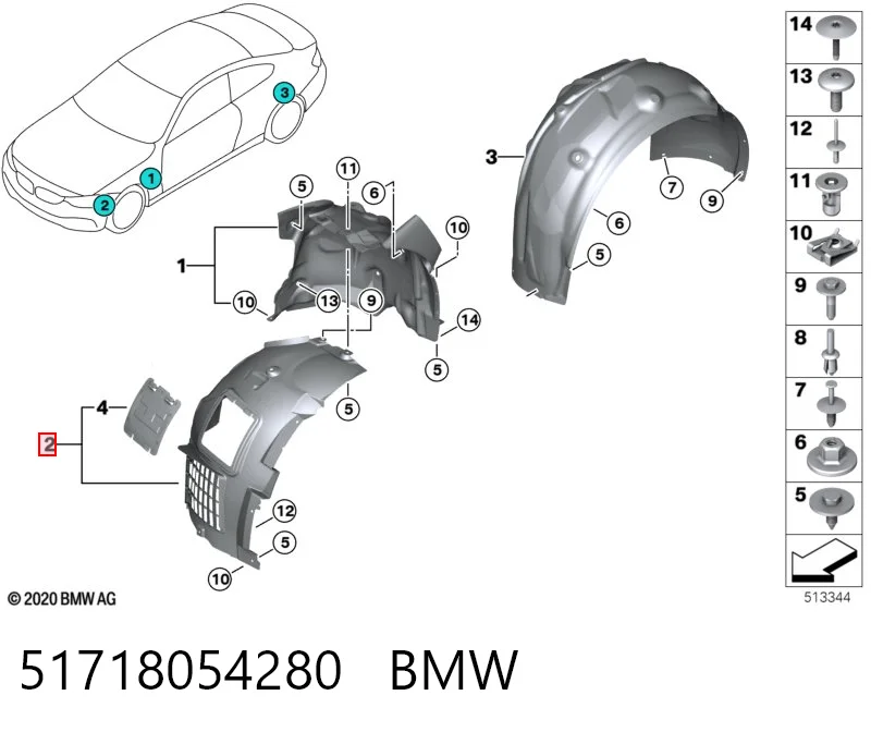 51718054280 BMW Guardalodos interior delantero derecho