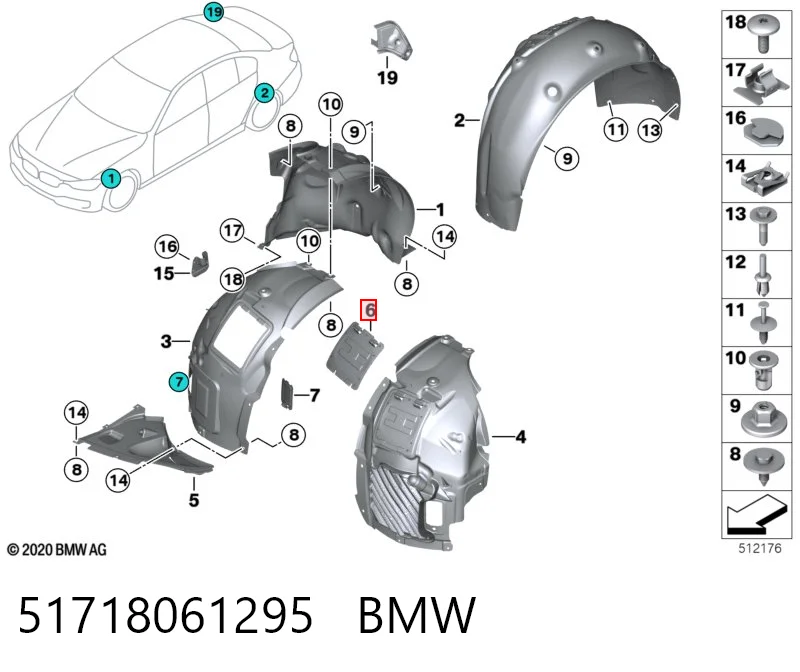 51718061295 BMW Juego de guardalodos delanteros izquierdo y derecho