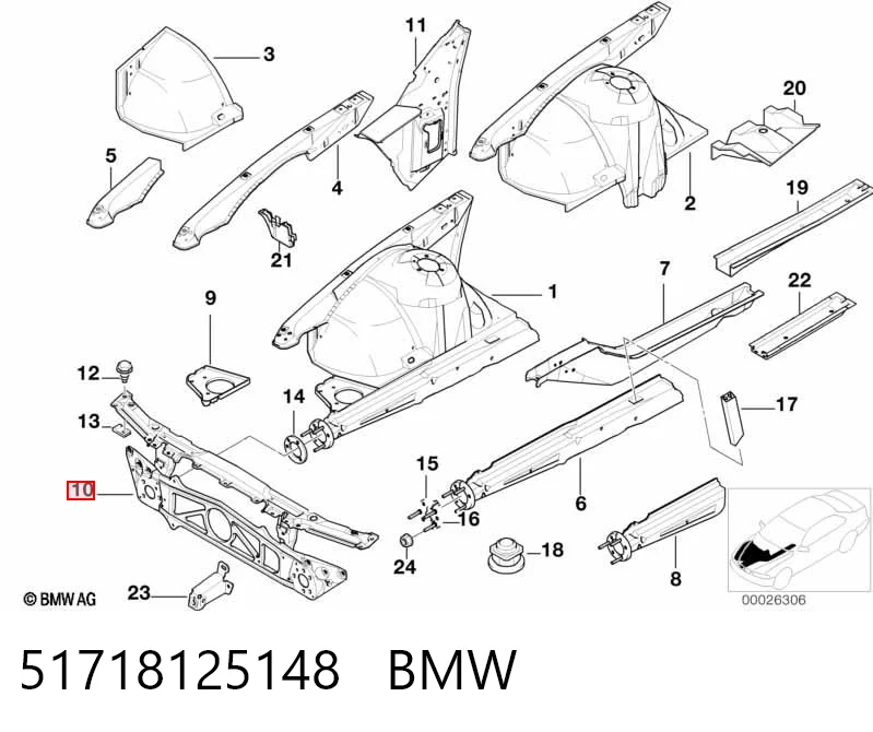 Comprar Panel de soporte del radiador y montaje de faros BMW 7 E38 a bajo precio