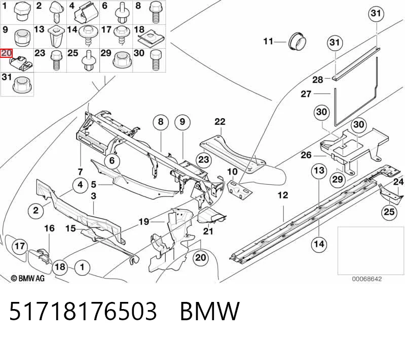 51718176503 BMW Tuerca remachable para tornillo autorroscante