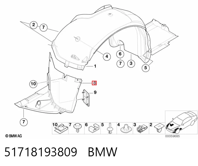 Paso de rueda delantero izquierdo trasero 2008FL23Q Polcar
