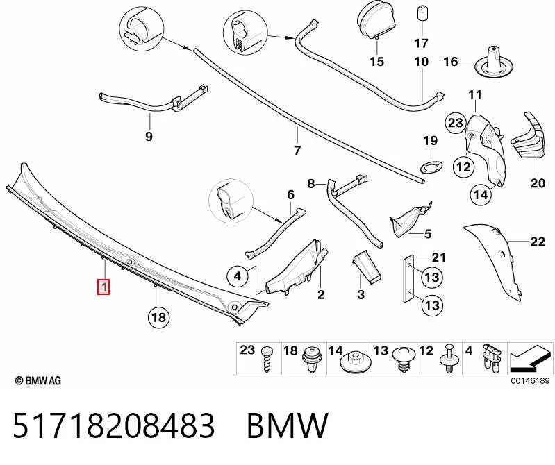 51718208483 BMW Goma de luna delantera