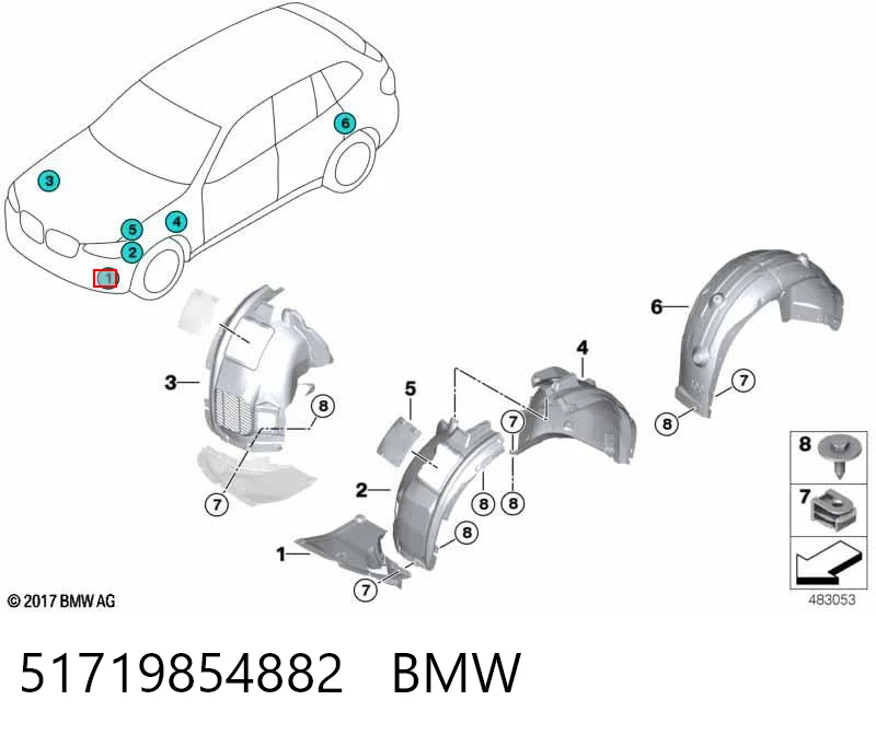 51719854882 BMW Protector derecho del parachoques delantero