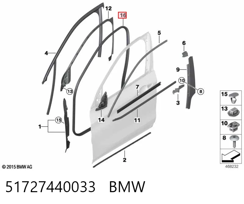 51727440033 BMW Sellador de puerta delantera