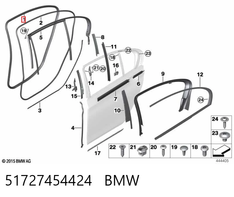 51727454424 BMW Junta de puerta delantera (en la carrocería)