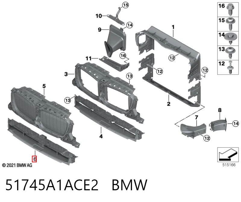 51745A1ACE2 BMW Persiana del radiador