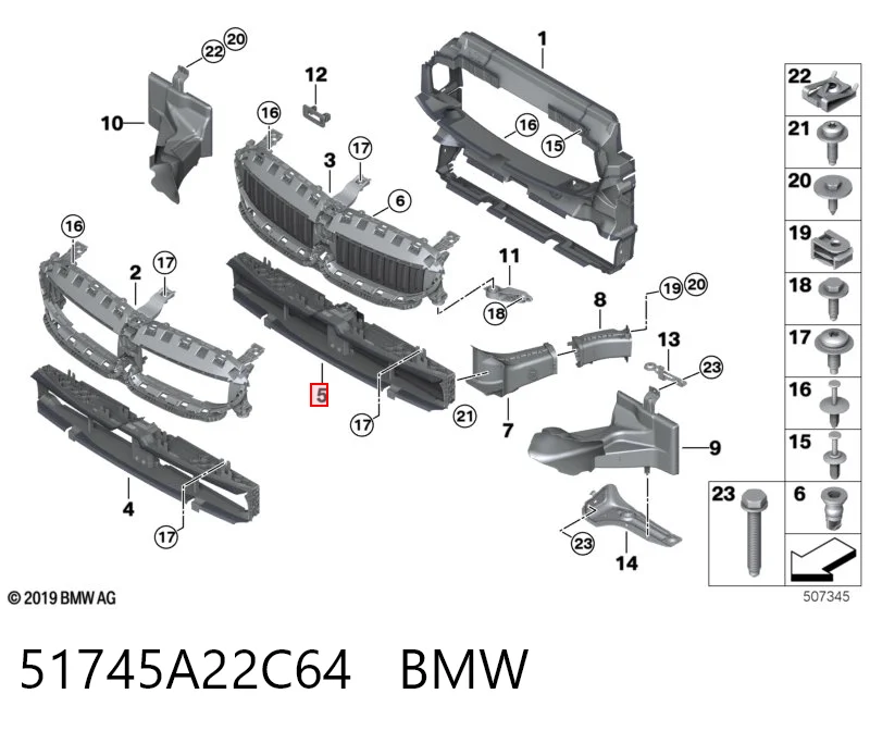 51745A22C64 BMW Persiana de admisión de aire