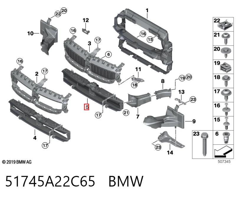 51745A22C65 BMW Persiana del radiador