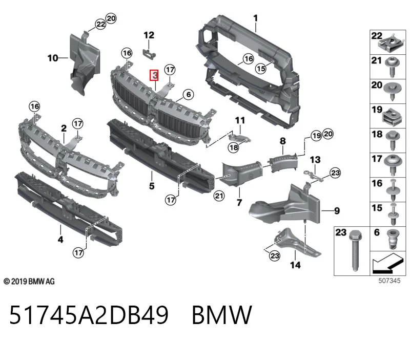 51745A2DB49 BMW Persiana del radiador