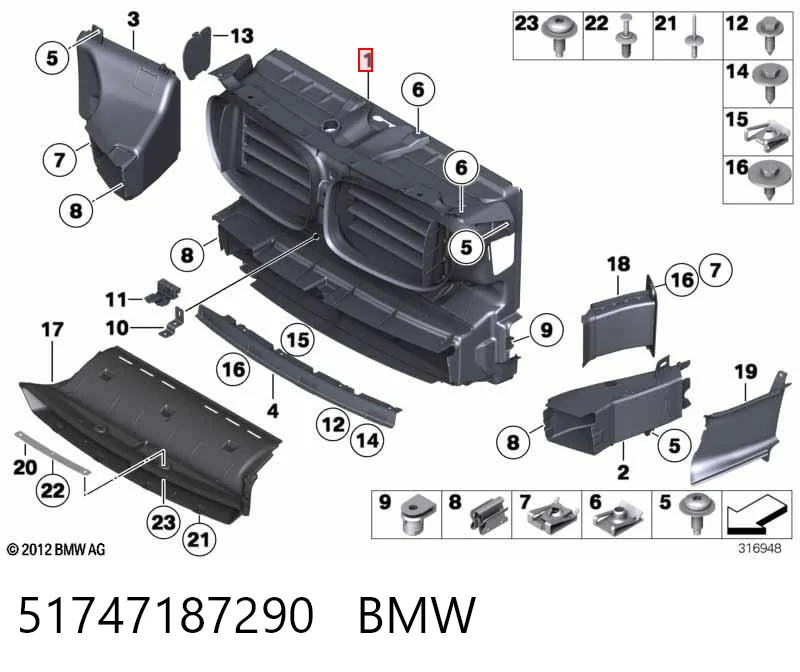Calandra para BMW 7  F01, F02, F03, F04