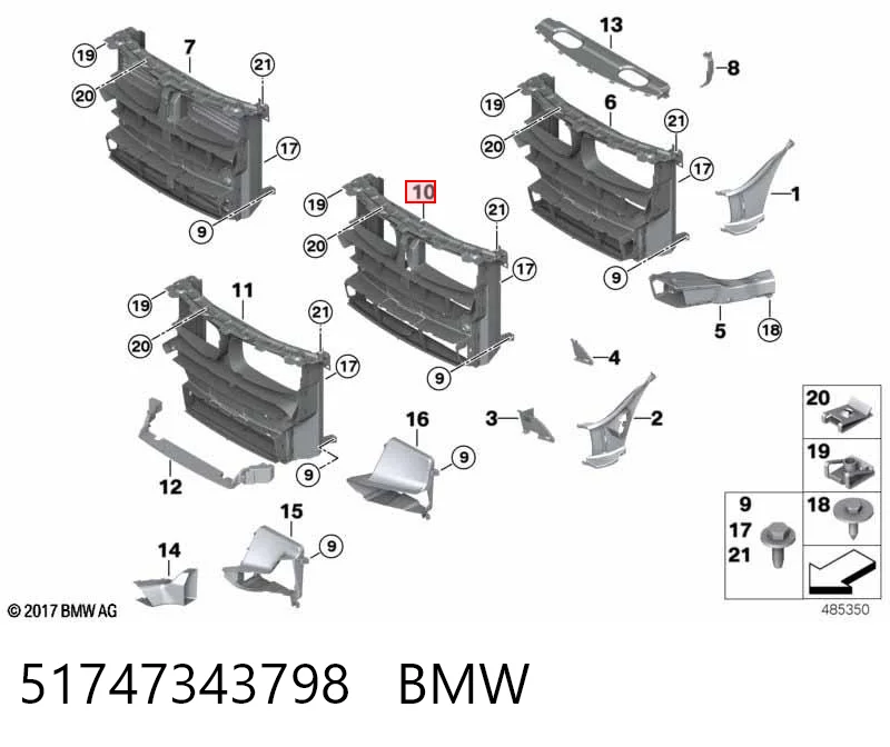 51747343798 BMW Deflector de aire del radiador
