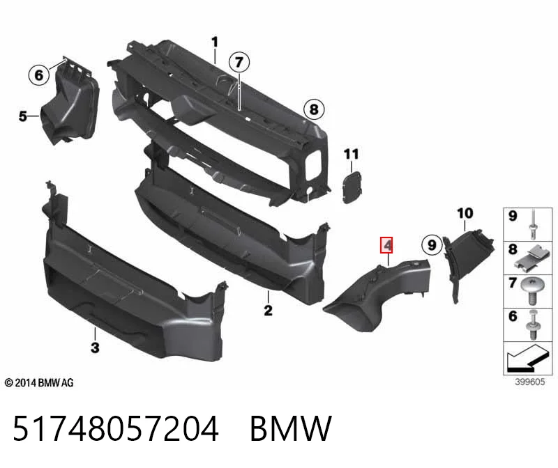 51748057204 BMW Conducto de aire del disco de freno derecho