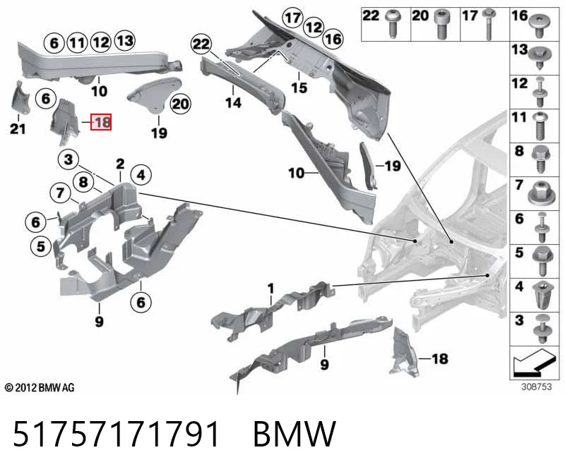 51757171791 BMW Protección izquierda del motor