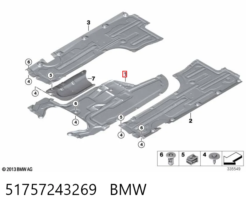 Protección de bajos, parte central 51757243269 BMW