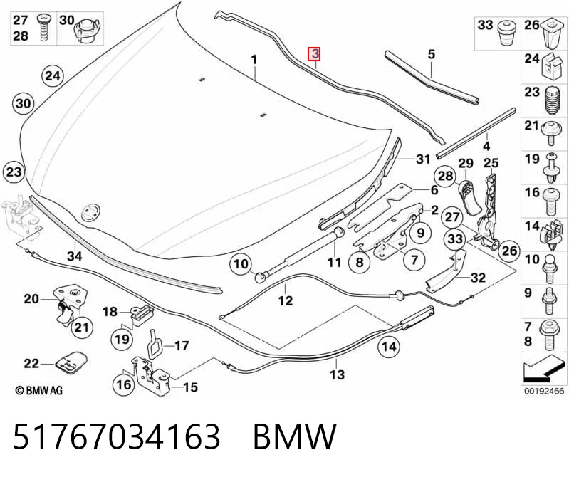 51767034163 BMW Junta del capó