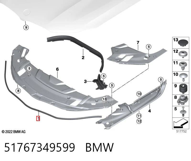 51767349599 BMW Junta del capó