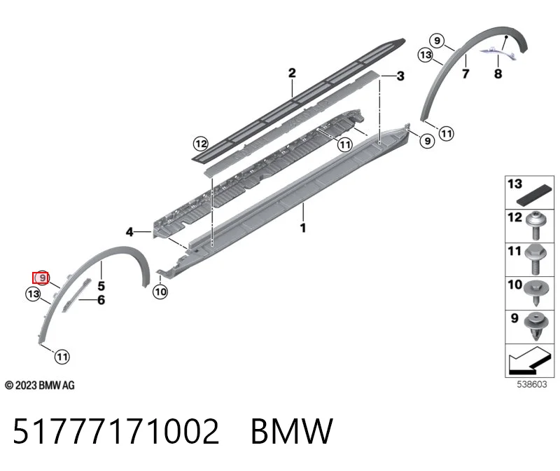 51777171002 BMW Clip de fijación del guardabarros delantero