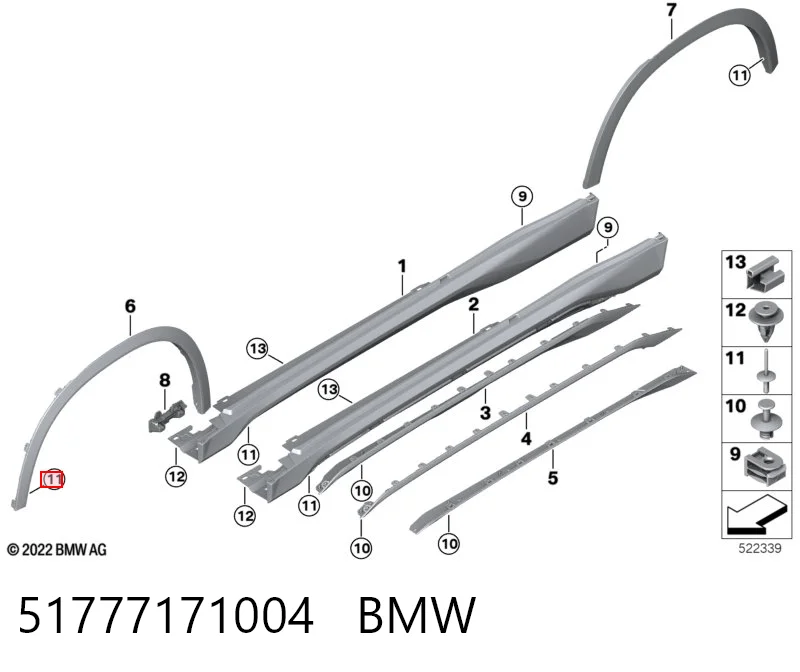 51777171004 BMW Clip de fijación del guardabarros delantero