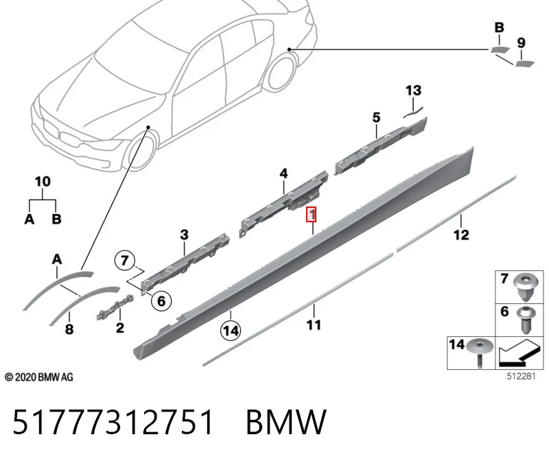 51777312751 BMW Protector de umbral exterior izquierda