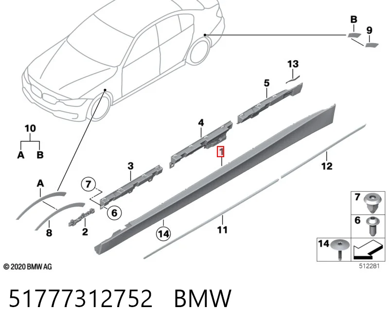 51777312752 BMW Moldura exterior derecha del umbral