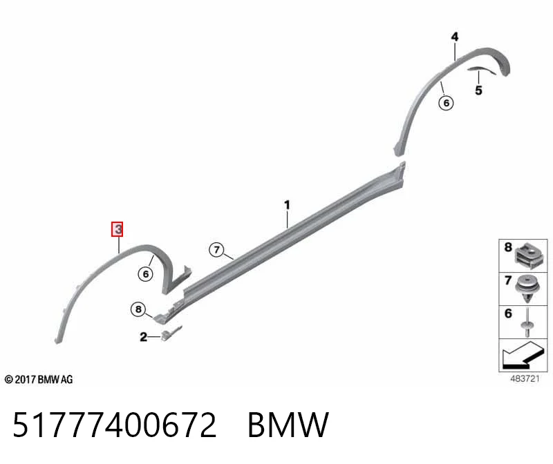 51777400672 BMW Extensión de la aleta delantera derecha