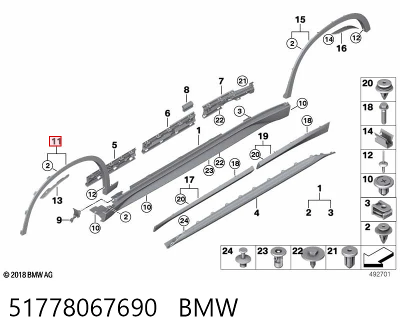 51778067690 BMW Extensión de la aleta delantera derecha