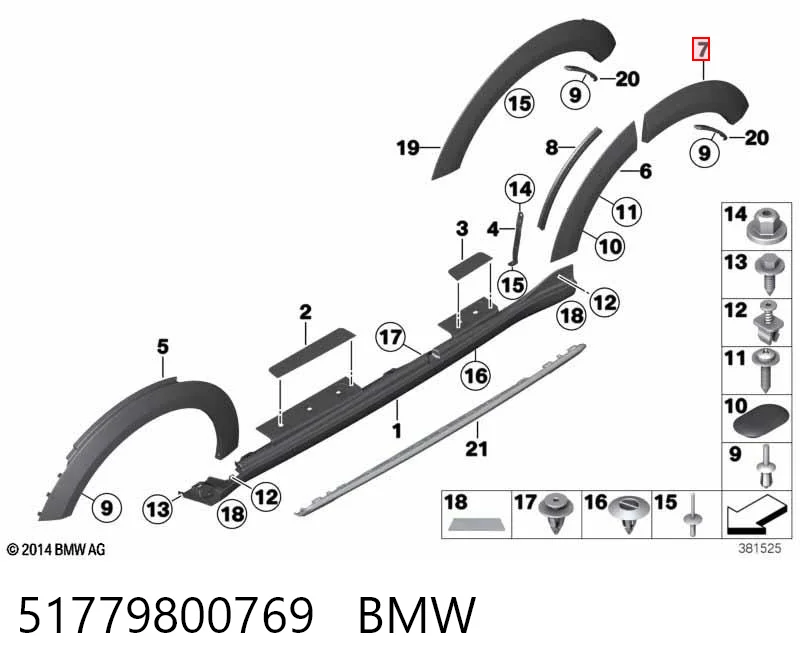51779800769 BMW Extensión de la aleta trasera izquierda