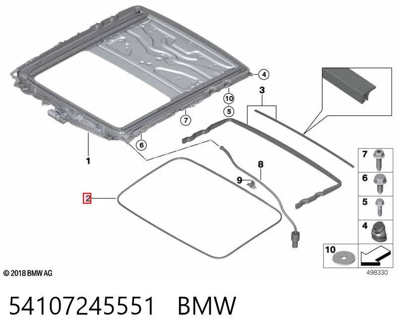 54107245551 BMW Sellador de techo corredizo