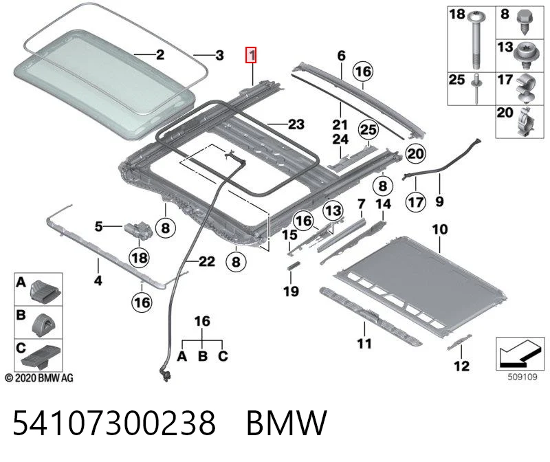 54107300238 BMW Marco del techo corredizo